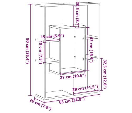 Estantería de madera de ingeniería blanco 63x20x90 cm