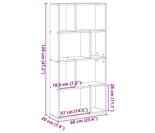 Estantería de madera de ingeniería negra 60x20x120 cm