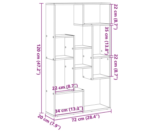 Estantería de madera de ingeniería blanco 72x20x120 cm