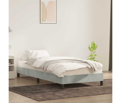 Estructura de cama sin colchón terciopelo gris claro 80x210 cm