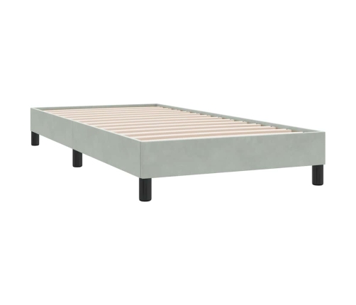 Estructura de cama sin colchón terciopelo gris claro 80x210 cm