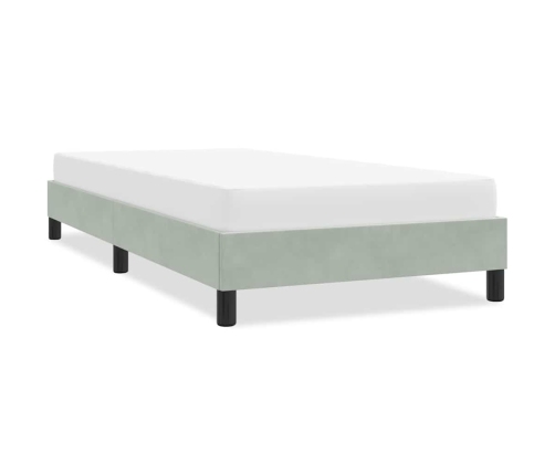 Estructura de cama sin colchón terciopelo gris claro 80x210 cm