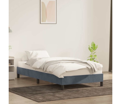 Estructura de cama sin colchón terciopelo gris oscuro 80x210 cm