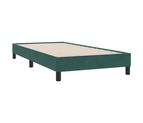 Estructura de cama sin colchón terciopelo verde oscuro 80x210cm