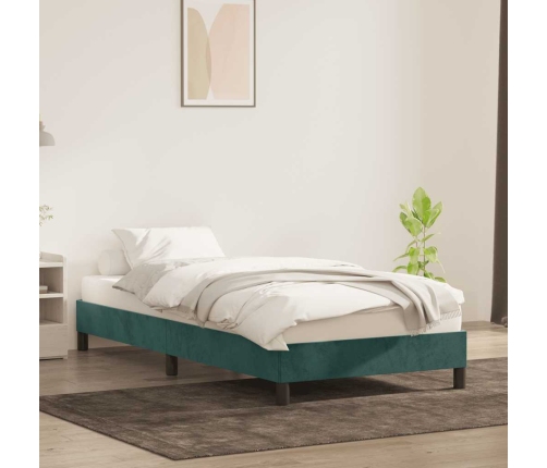 Estructura de cama sin colchón terciopelo verde oscuro 80x210cm