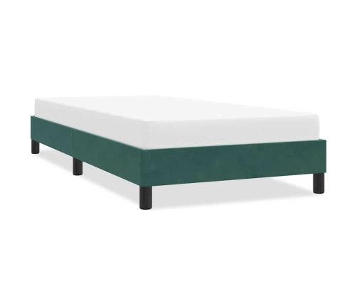 Estructura de cama sin colchón terciopelo verde oscuro 80x210cm