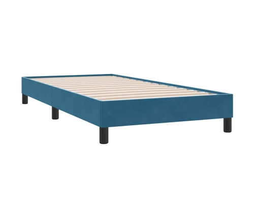 Estructura de cama sin colchón terciopelo azul oscuro 80x210 cm