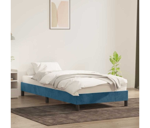 Estructura de cama sin colchón terciopelo azul oscuro 80x210 cm