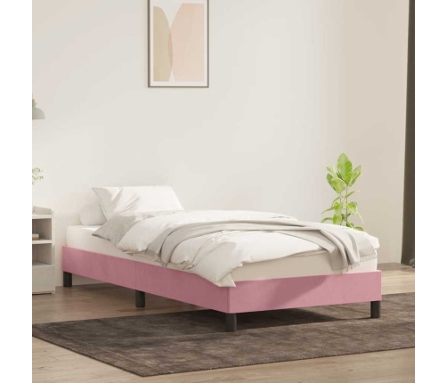 Estructura de cama sin colchón terciopelo rosa 80x210 cm