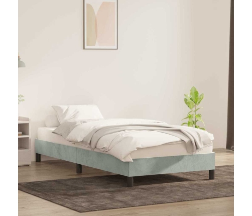 Estructura de cama sin colchón terciopelo gris claro 90x210 cm