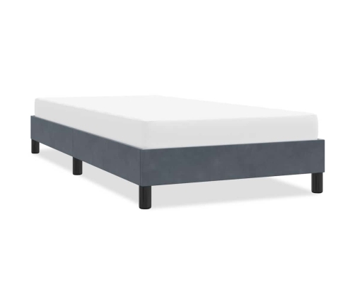 Estructura de cama sin colchón terciopelo gris oscuro 90x210 cm