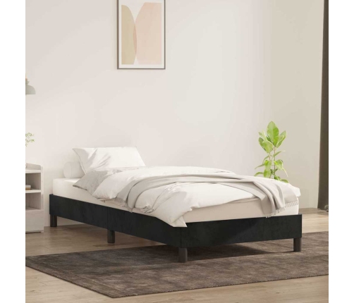 Estructura de cama sin colchón terciopelo negro 90x210 cm