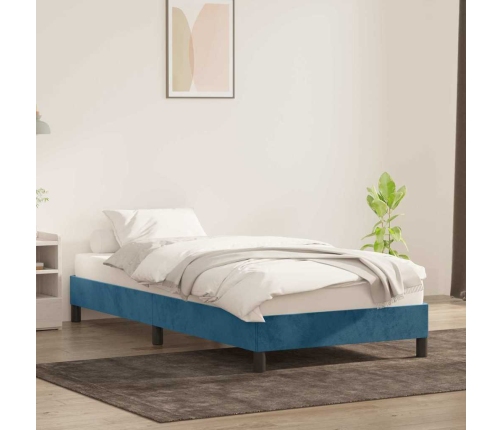 Estructura de cama sin colchón terciopelo azul oscuro 90x210 cm