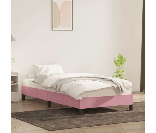 Estructura de cama sin colchón terciopelo rosa 90x210 cm