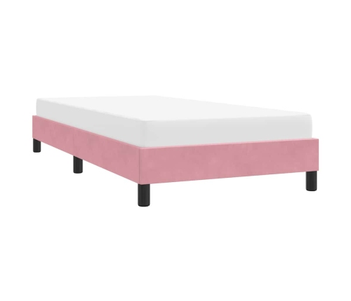 Estructura de cama sin colchón terciopelo rosa 90x210 cm