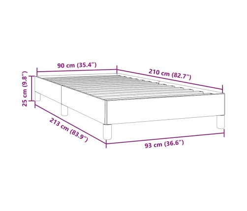 Estructura de cama sin colchón terciopelo rosa 90x210 cm