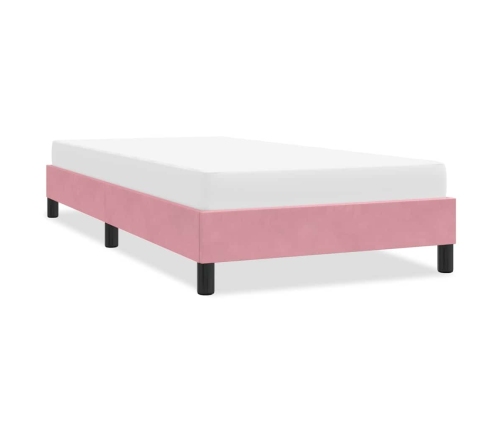 Estructura de cama sin colchón terciopelo rosa 90x210 cm