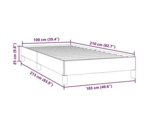 Estructura de cama sin colchón terciopelo gris claro 100x210 cm