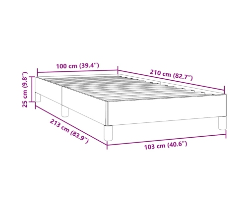 Estructura de cama sin colchón terciopelo gris oscuro 100x210cm