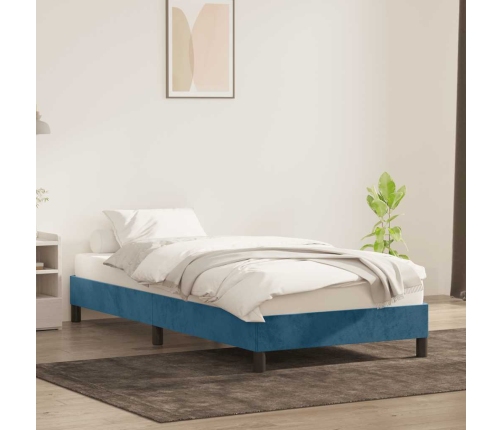 Estructura de cama sin colchón terciopelo azul oscuro 100x210cm