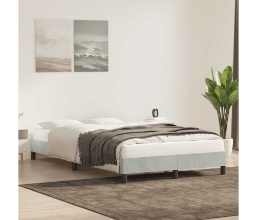 Estructura de cama sin colchón terciopelo gris claro 120x210 cm