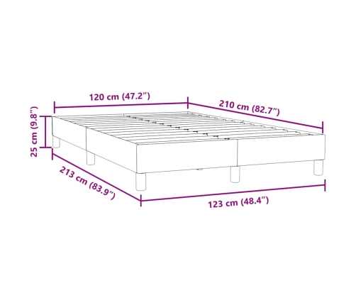 Estructura de cama sin colchón terciopelo gris claro 120x210 cm