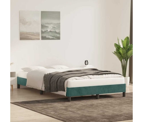 Estructura cama sin colchón terciopelo verde oscuro 120x210 cm