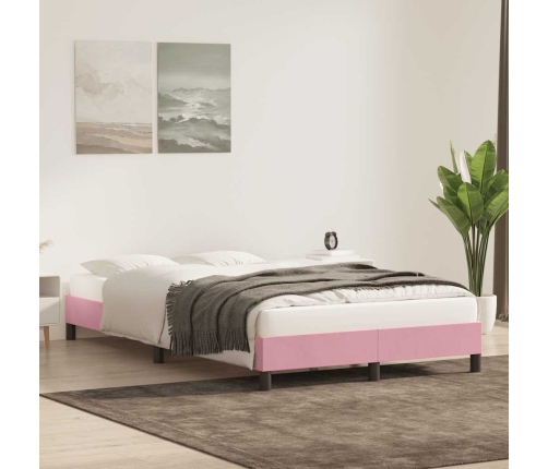 Estructura de cama sin colchón terciopelo rosa 120x210 cm