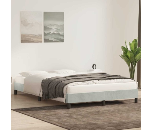 Estructura de cama sin colchón terciopelo gris claro 140x210 cm