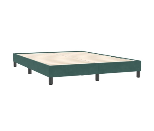 Estructura cama sin colchón terciopelo verde oscuro 140x190 cm