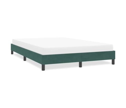 Estructura cama sin colchón terciopelo verde oscuro 140x190 cm