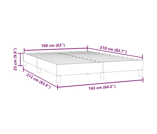 Estructura de cama sin colchón terciopelo gris oscuro 160x210cm