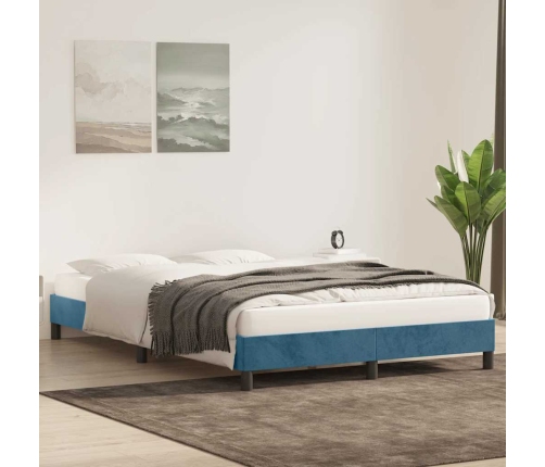 Estructura de cama sin colchón terciopelo azul oscuro 160x210cm