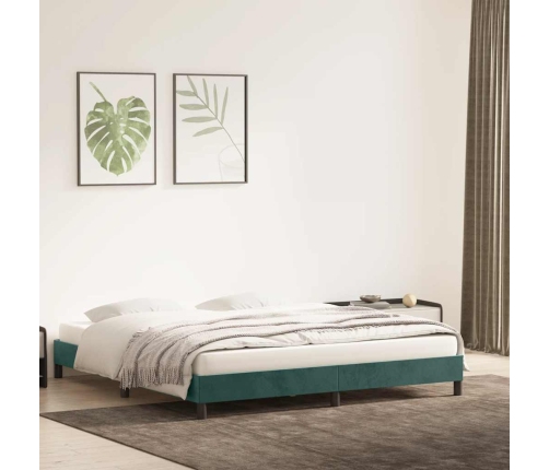 Estructura cama sin colchón terciopelo verde oscuro 200x210cm