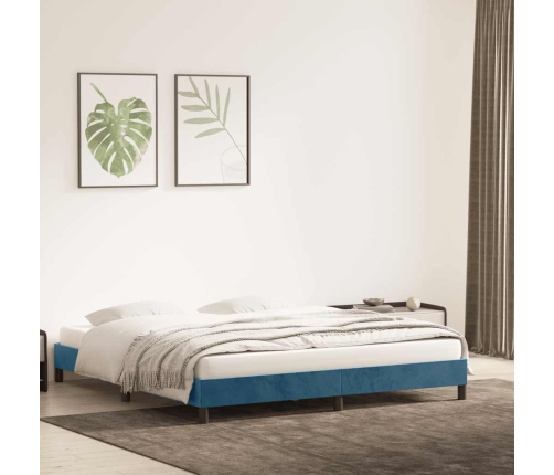 Estructura de cama sin colchón terciopelo azul oscuro 200x210cm