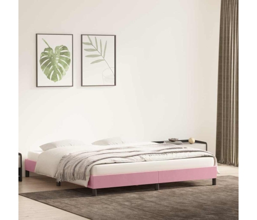 Estructura de cama sin colchón terciopelo rosa 200x210 cm