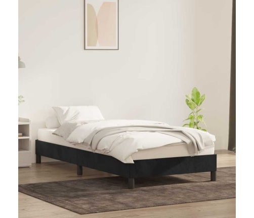 Estructura de cama sin colchón terciopelo negro 80x220 cm