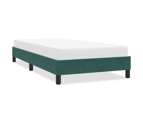 Estructura de cama sin colchón terciopelo verde oscuro 80x220cm