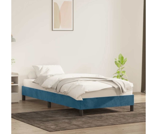 Estructura de cama sin colchón terciopelo azul oscuro 80x220 cm