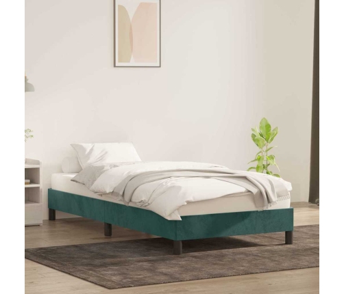 Estructura de cama sin colchón terciopelo verde oscuro 90x220cm