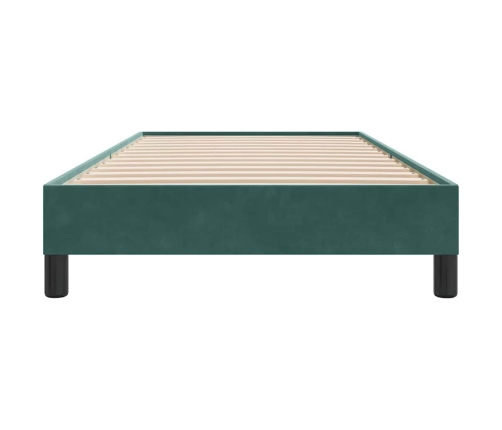 Estructura de cama sin colchón terciopelo verde oscuro 90x220cm