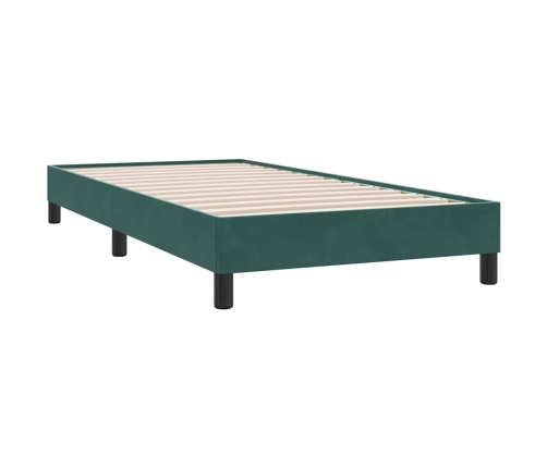 Estructura de cama sin colchón terciopelo verde oscuro 90x220cm