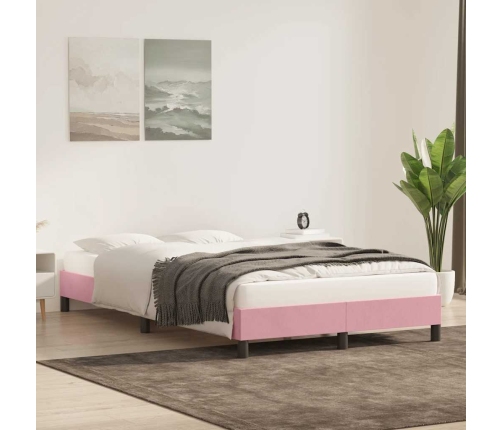 Estructura de cama sin colchón terciopelo rosa 120x220 cm