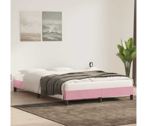 Estructura de cama sin colchón terciopelo rosa 160x220 cm