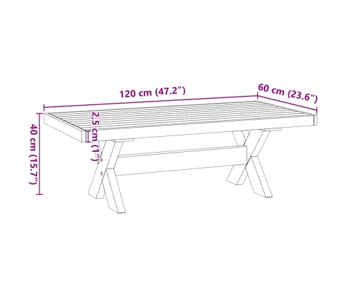 Mesa de centro NOAIN patas en X madera maciza pino 120x60x40 cm