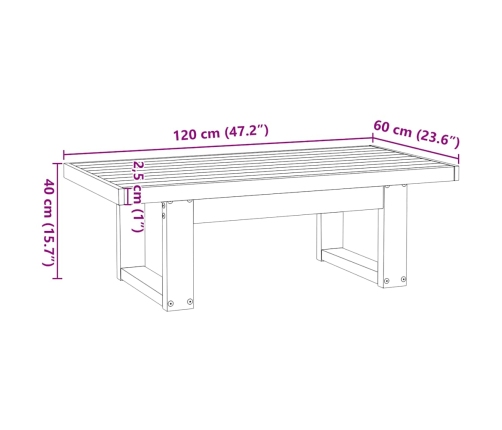 Mesa de centro NOAIN patas en U madera maciza pino 120x60x40 cm