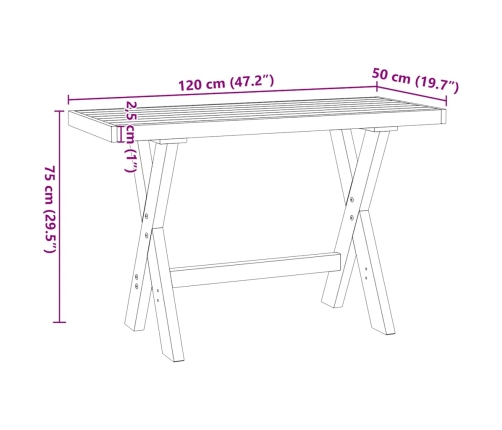 Escritorio NOAIN patas en X madera maciza pino 120x50x75 cm