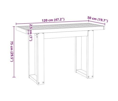 Escritorio NOAIN patas en U madera maciza pino 120x50x75 cm