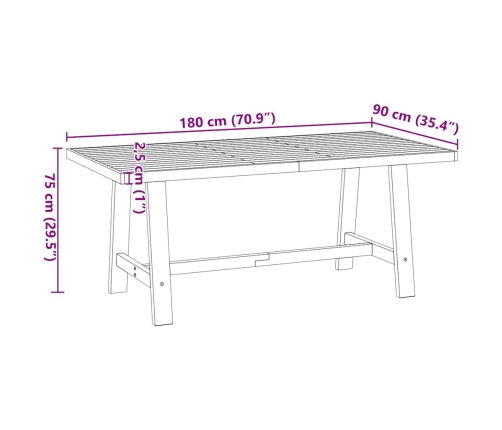 Mesa comedor NOAIN patas forma A madera maciza pino 180x90x75cm