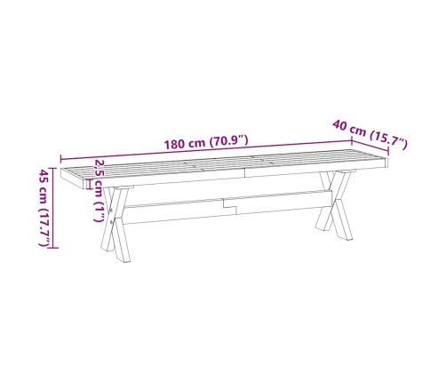 Banco comedor NOAIN patas forma X madera maciza pino